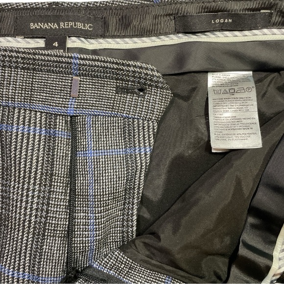 Banana Republic Logan Trousers Mid Rise Glen Plaid Gray Sz 4 - Picture 7 of 11